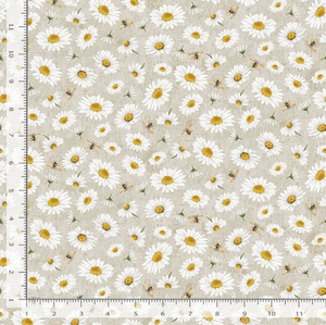 Honey Bee Farm - Tossed Bee and Daisy Florals Grey