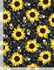 Sunflower and Bee Chalkboard Polyester Fabric