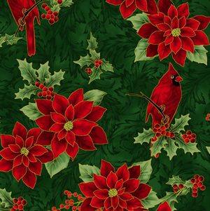 Holiday Wishes - Cardinal Poinsettia Hunter/Gold