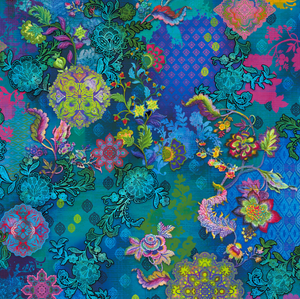 RJR Fabrics - Flourish - Treasured Trinkets - Deep Turquoise Digital Print