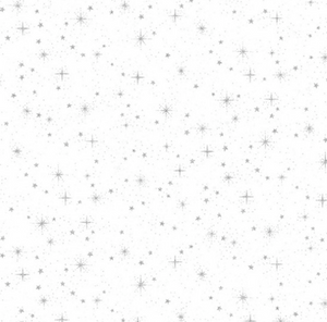 Sparkle and Fade - Stars White/Silver Fabric