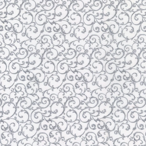 Icicle - Metallic Scrolls White Fabric