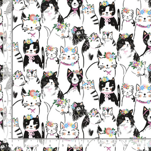 Just Purrfect - Pretty Cats and Florals Fabric