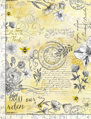 Queen Bee - Old Fashioned Text Fabric