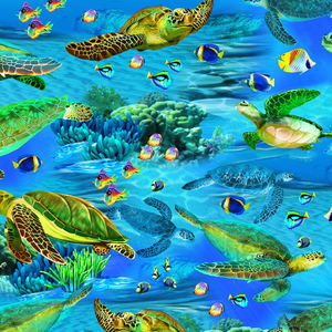 Deep Blue Sea - Realistic Sea Turtle And Sea Life