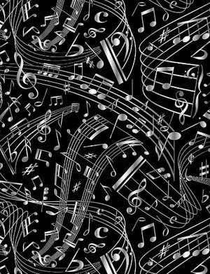 Swirling Music Notes Black - Timeless Treasures