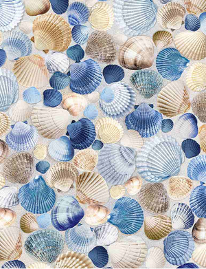Packed Blue Seashells by Timeless Treaures