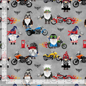 Bad To The Gnome - Biker Gnomes Fabric