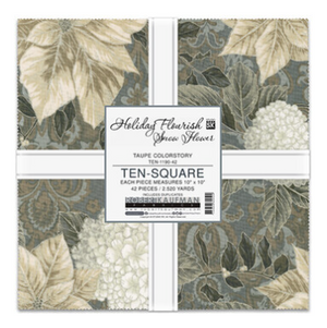 Holiday Flourish-Snow Flower Taupe Colorstory Layer Cake