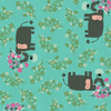 Kawaii Nakama - I Heart Elephants Turquoise Unbleached Fabric
