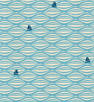 By the Seaside - Ahoy - Sky Unbleached Fabric