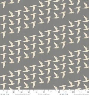 By the Seaside - Fly Along - Fog Unbleached Fabric