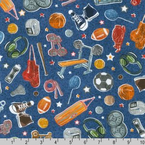 Man Cave - Sports Denim Fabric - Robert Kaufman