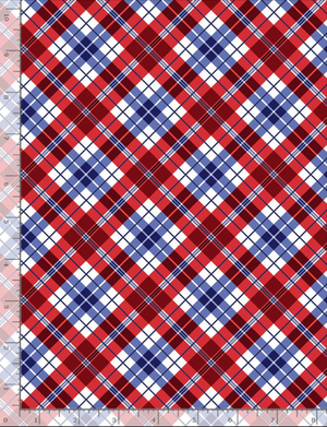 Madras Diagonal Patriotic Plaid Fabric