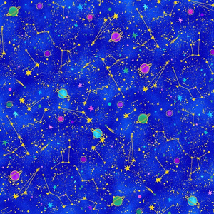 Cosmos - Space Galaxy Constellation Blue Metallic