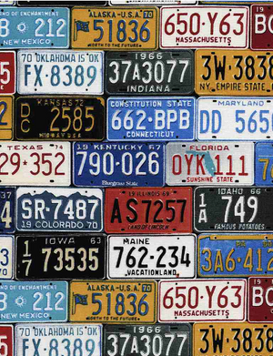 Route 66 - License Plates Fabric - Timeless