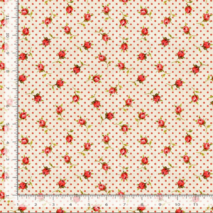 Vintage Rose - Small Roses And Dots On Cream