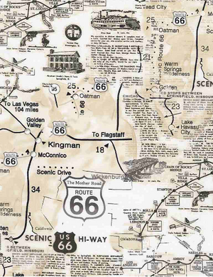 Route 66 - Map Of Route 66 Fabric - Timeless