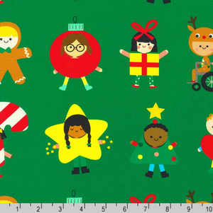 Merry Cheer - Kids Green Fabric