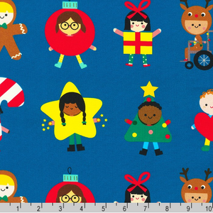 Merry Cheer - Kids Blue Fabric
