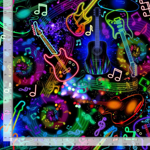 Rockstar - Neon Music Notes And Guitars