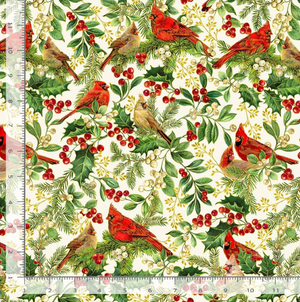 Deck The Halls - Christmas Magic - Cardinal On Branches Cream