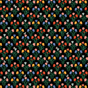 Curio - Tulips - Black Metallic Fabric