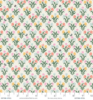 Curio - Tulips White Fabric by Rifle Paper