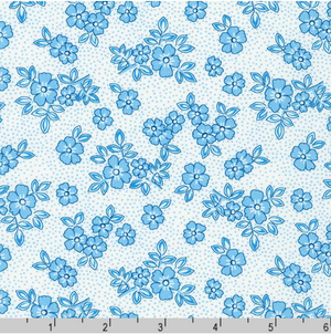 At The Cottage - Florals Dots Blue - Kaufman