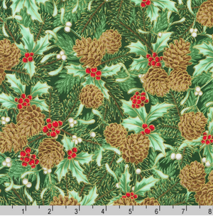 Holiday Flourish - Festive Finery - Pinecones Fresh Sage Gold