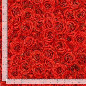 Winter Rose - Packed Red Metallic Roses Metallic