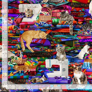 Sewing Room - Cats on Quilts - Timeless Treasures