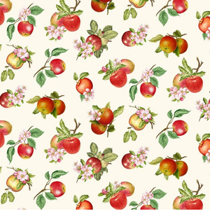 Orchard Valley - Tossed Apples with Leaves Cream Yardage