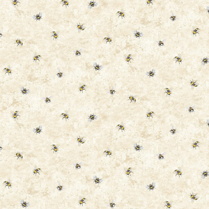 Lemon Bouquet - Tossed Small Bees on Beige Yardage