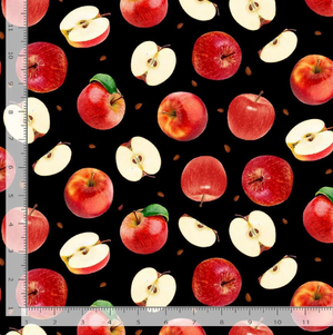 Orchard Valley - Apples and Slices Black Yardage