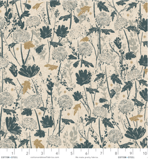 Summer Folk - Wander Field - Marine Unbleached Canvas Yardage