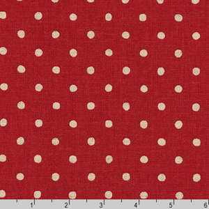 Sevenberry Canvas Natural Dots -  Dots on Red Yardage