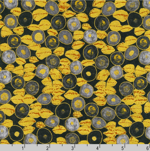 Gustav Klimt - Circles Black Gold Metallic Yardage