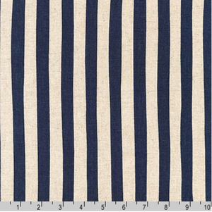 Sevenberry Canvas Natural Stripes Navy Yardage