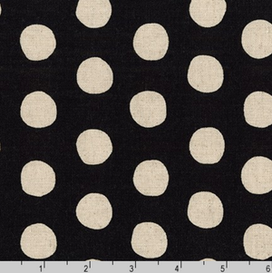 Sevenberry Canvas Natural Dots - Large Dots Black Yardage