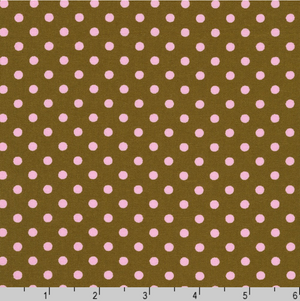 Sevenberry Dots-A-Lot - Pink Dots on Brown Yardage