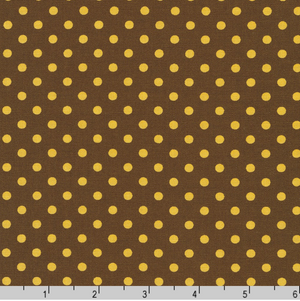 Sevenberry Dots-A-Lot - Yellow Dots on Brown Yardage