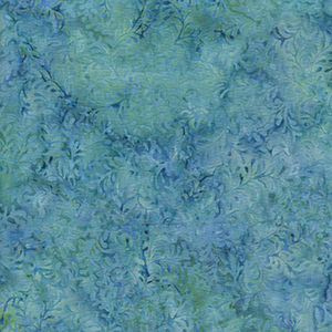 Sea Foam - Leaf Vine - Shades of Turquoise Batik Yardage