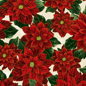 Holiday Wishes - Poinsettia Natural/Gold Metallic