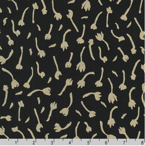 Riverbend - Buds Black Yardage - LINEN + COTTON Blend