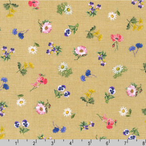 Seeds To Sew - Small Floral Burlap Yardage