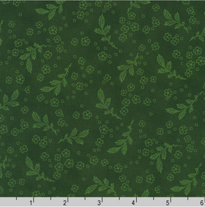 Flowerhouse - Georgina - Leaves Evergreen Yardage