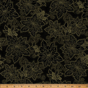 Christmas Splendor - Dotty Poinsettia Black/Gold