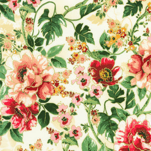 Decadent Garden - Florals Cream Metallic Yardage