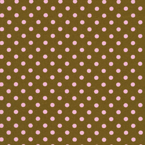 Sevenberry Dots-A-Lot - Pink Dots on Brown Yardage